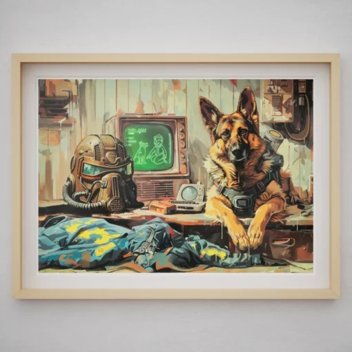 Wasteland Guardian - German Shepherd Companion - Fallout Poster