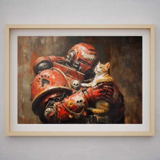 Epic Space Marine and Kitten Art Print