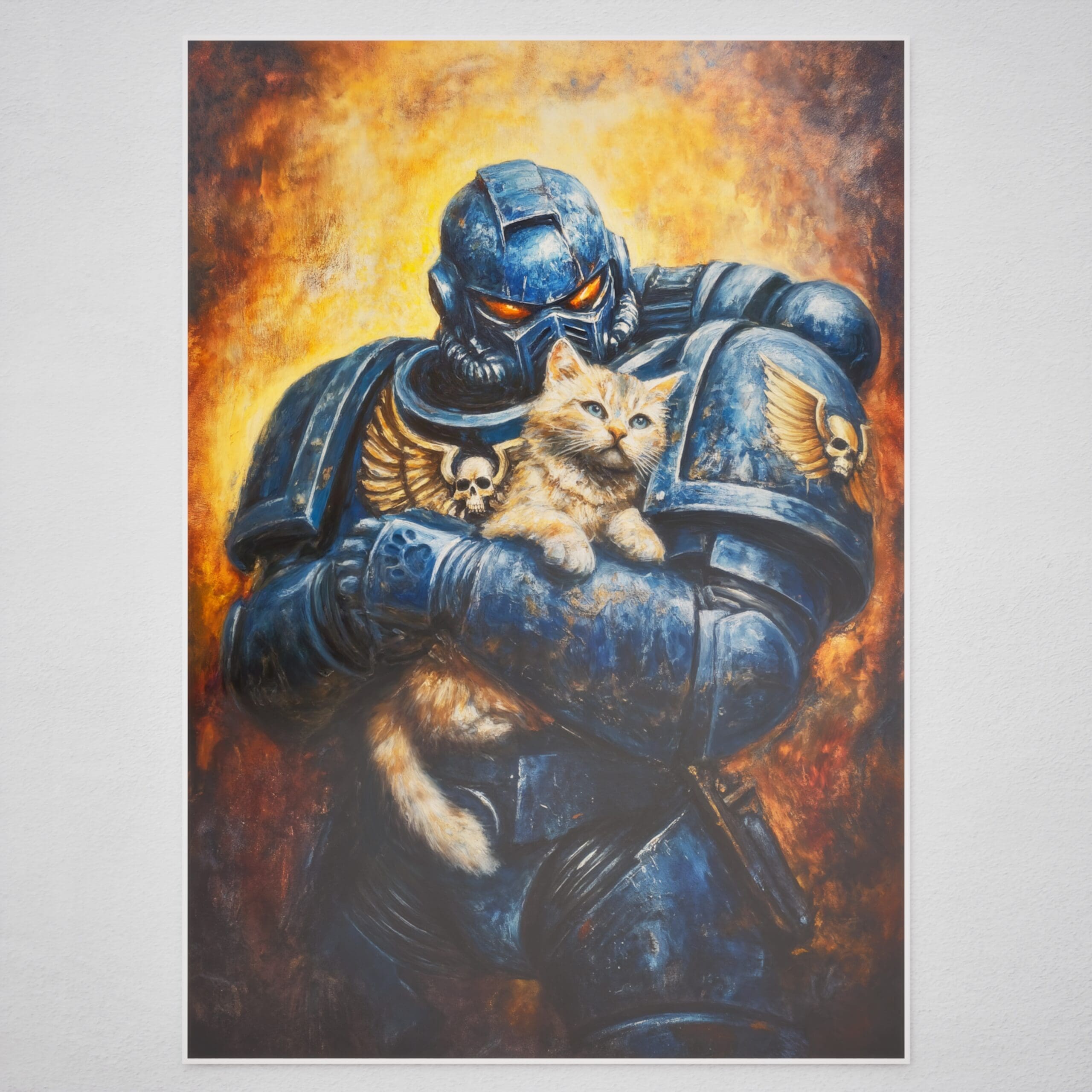 Space Ultramarine Cat Guardian – Warhammer 40k Gaming Room Cat Poster