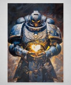 Space Marine Heart of Devotion Poster | Epic Valentine Gift for Gamers, Nerdy Husband Present