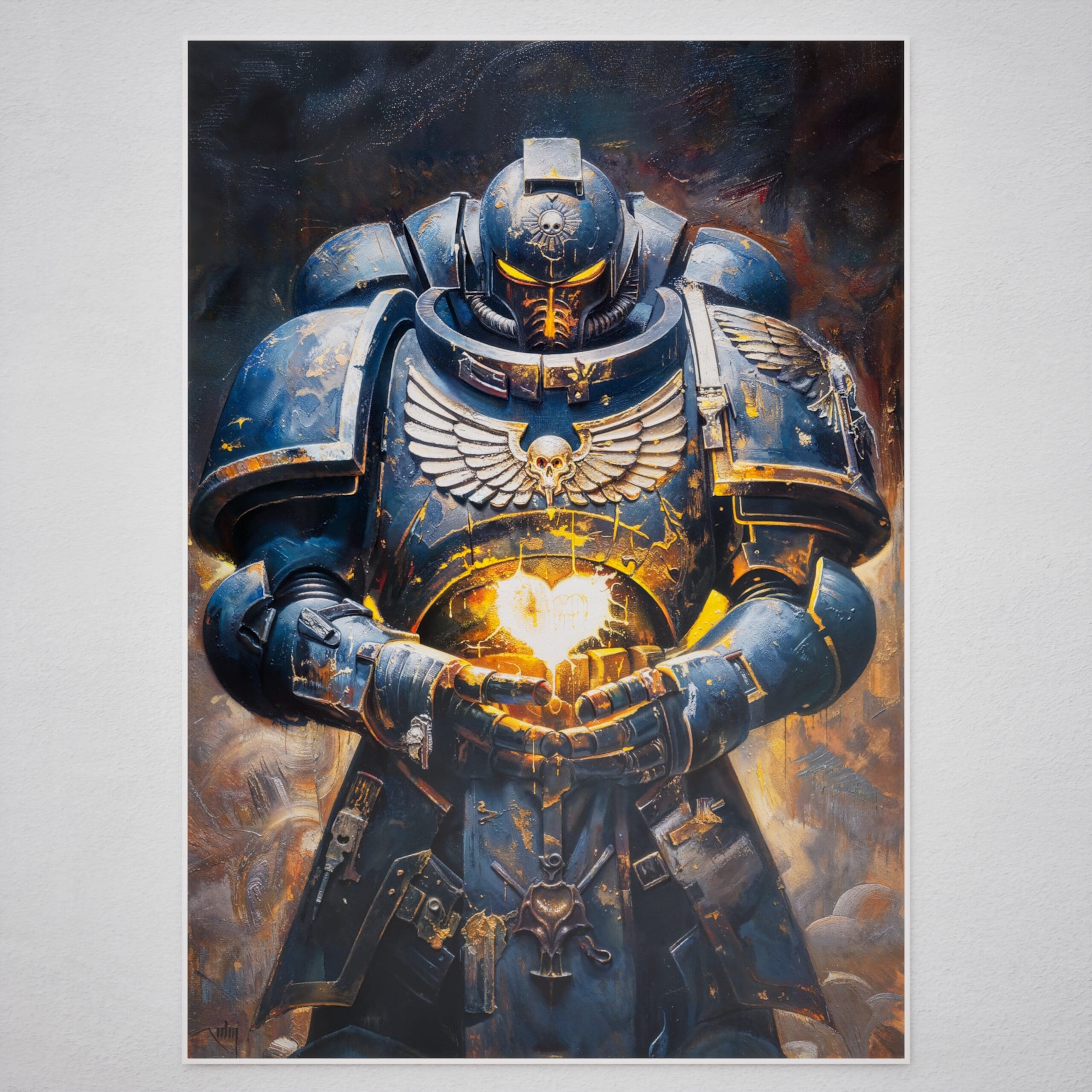 Space Marine Heart of Devotion Poster | Epic Valentine Gift for Gamers, Nerdy Husband Present
