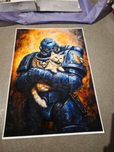 Customer review photo of Space Ultramarine Cat Guardian – Warhammer 40k Gaming Room Cat Poster by Savannah